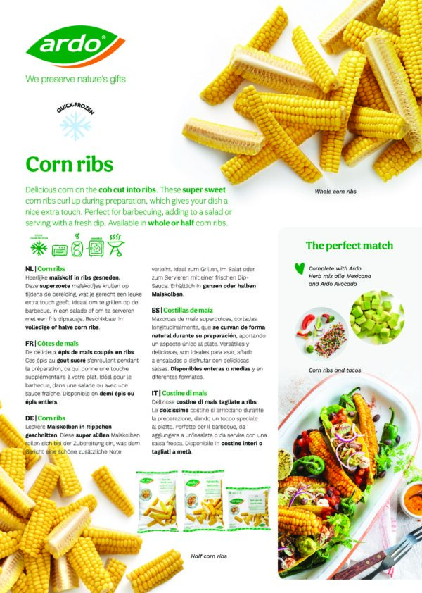Corn ribs: whole and halves (per 100 pieces)